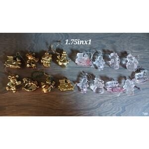 Vintage Christmas Miniature Gold Clear Ornaments